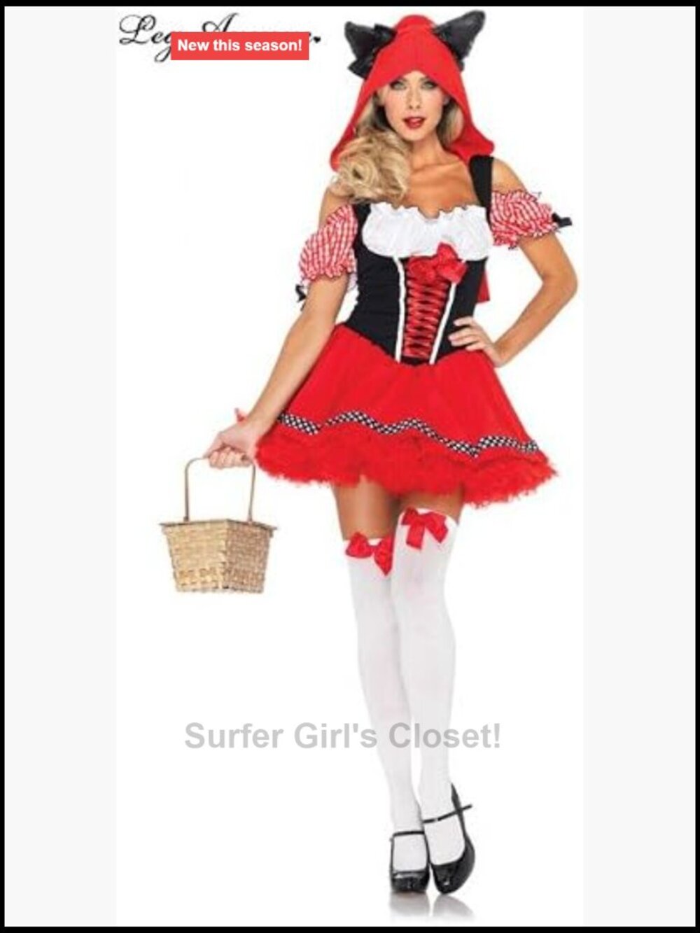 Leg Avenue Red Riding Wolf Peasant Dress with Wolf Hood Costume